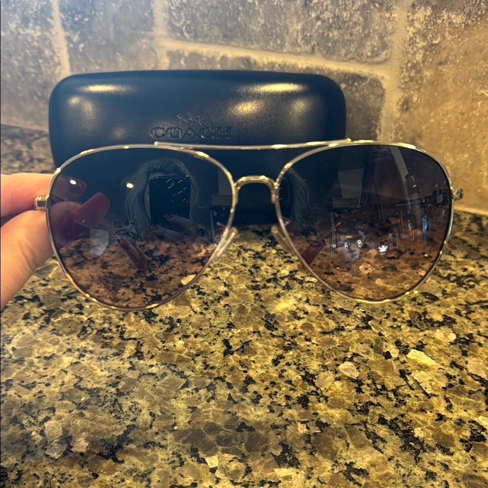 Coach Gold Aviator Sunglasses - Picture 1 of 5